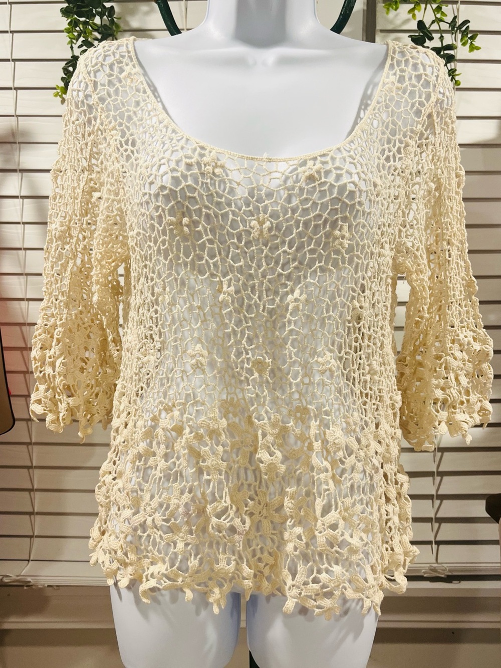 Crochet Lace Top Open Knit Lace Floral Cover Up